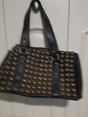 Black Studded Tote Bag - Fashionable Women's Handbag